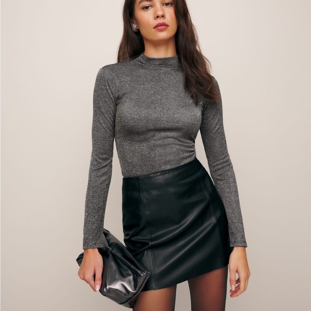 Reformation Bailey knit top in black sparkle